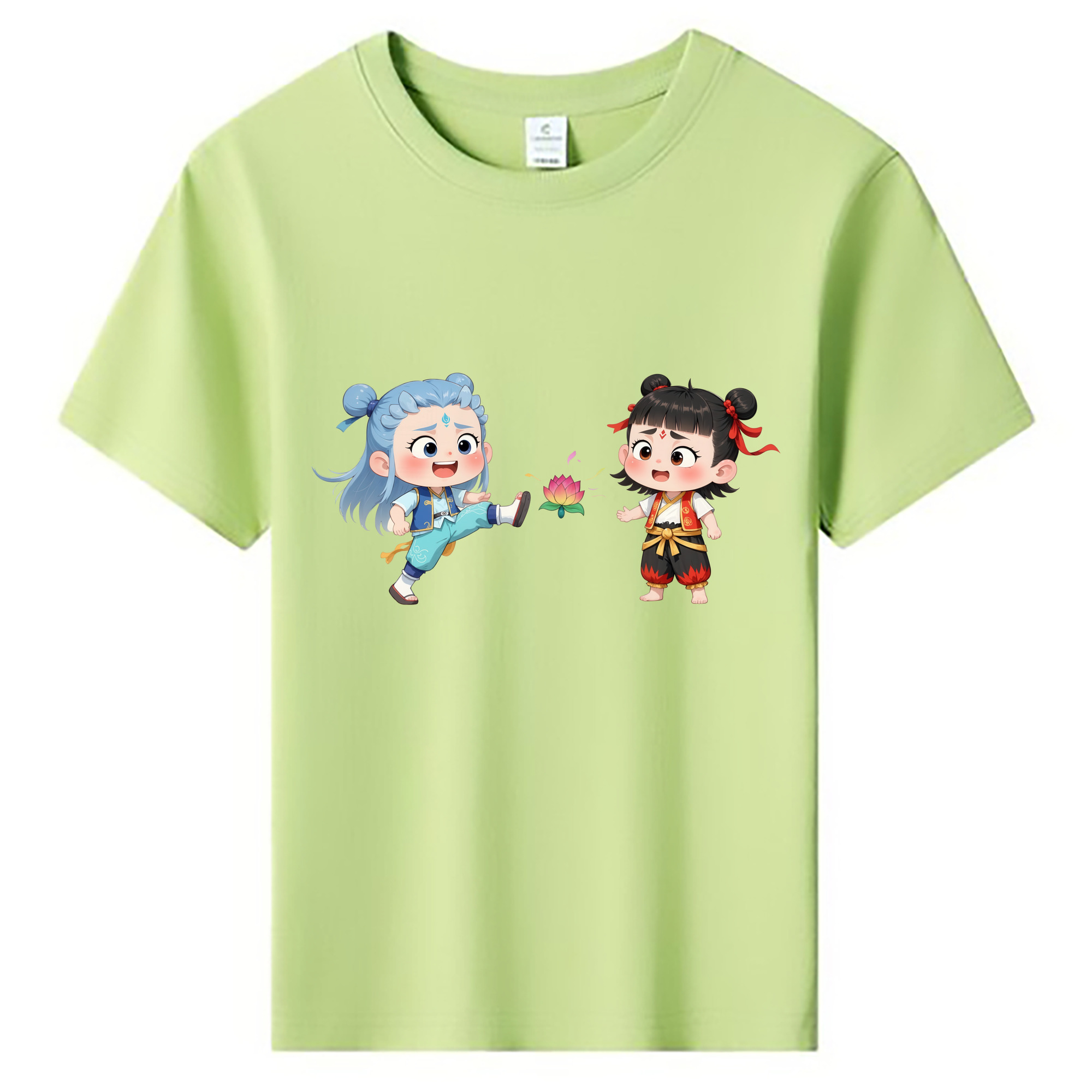 （画像用） Ne Zha 2 ナタ 魔童の大暴れ 綿100％キッズTシャツ（フロントプリント）
